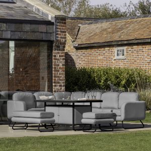 Gallery Outdoor Ancona Rect Dining Set with Fire Pit Table Slate | Shackletons