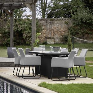 Gallery Outdoor Elba 6 Seater Dining Set with Fire Pit Table Slate | Shackletons