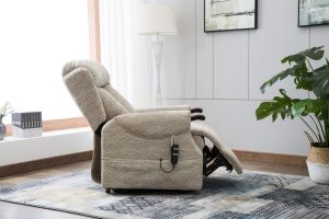 Global Furniture Alliance Denmark Riser Recliner Chair in Brushstroke Cream Fabric | Shackletons