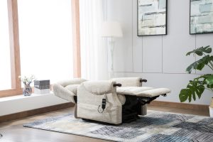 Denmark Riser Recliner Chair in Brushstroke Cream Fabric | Shackletons