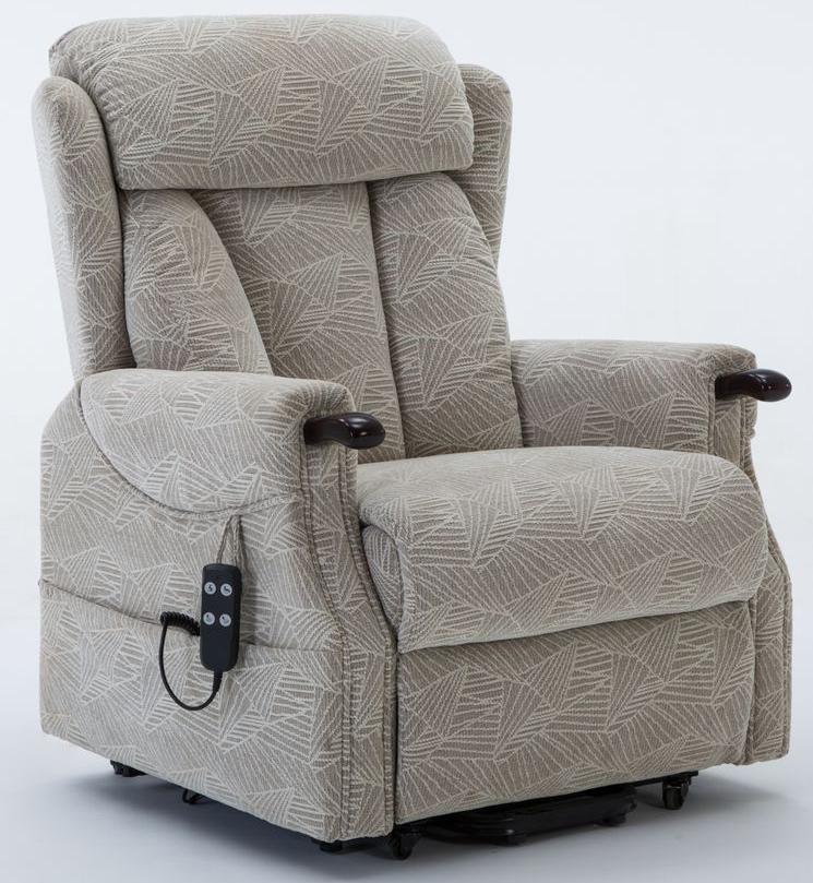 Denmark Riser Recliner Chair in Brushstroke Cream Fabric