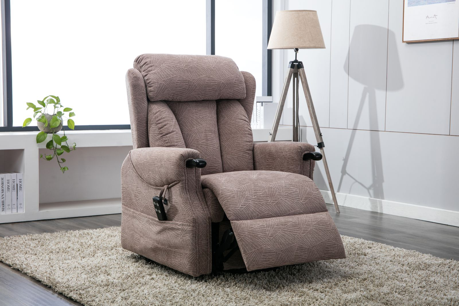 Global Furniture Alliance Denmark Riser Recliner Chair in Brushstroke Mocha Fabric