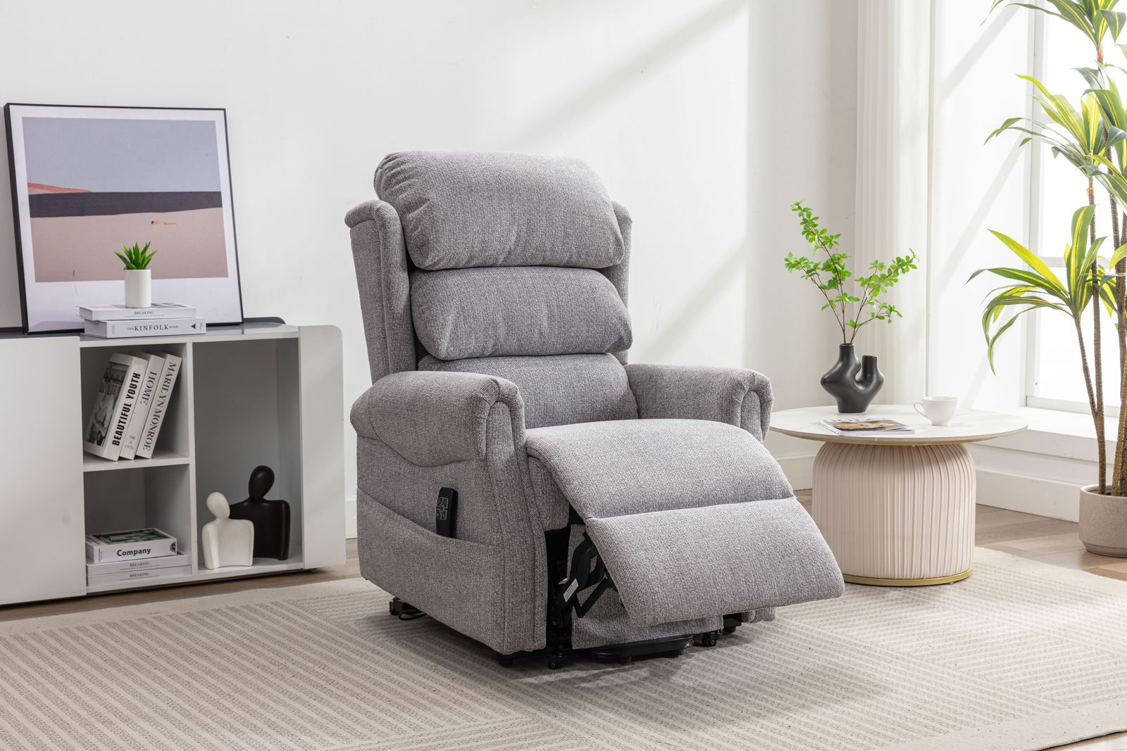 Global Furniture Alliance Luxembourg Riser Recliner Chair in Cha Cha Dove Fabric