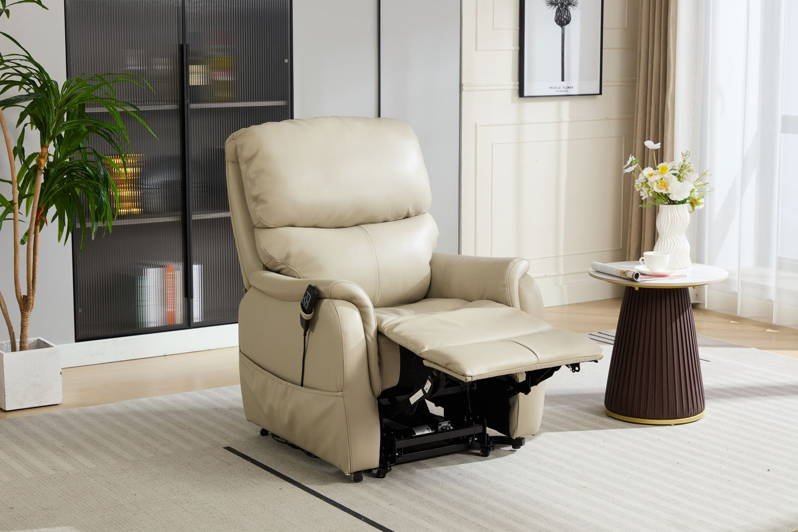 Global Furniture Alliance Normandy Riser Recliner Chair in Latte Leather