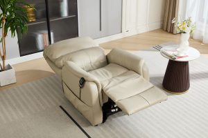Global Furniture Alliance Normandy Riser Recliner Chair in Latte Leather | Shackletons