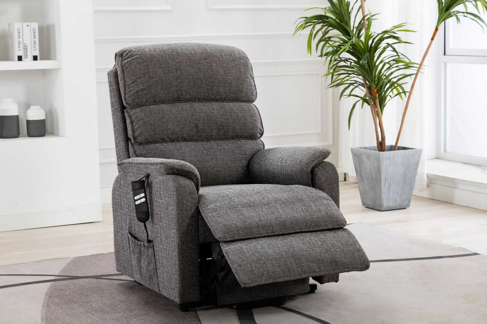 Global Furniture Alliance Valencia Riser Recliner Chair in Lisbon Grey Fabric
