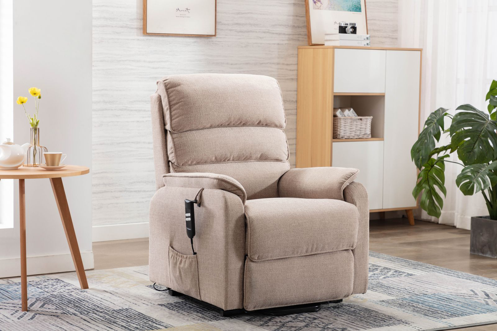 Global Furniture Alliance Valencia Riser Recliner Chair in Lisbon Wheat Fabric