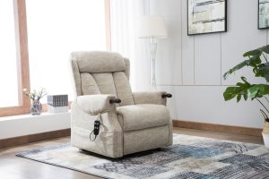 Global Furniture Alliance Denmark Riser Recliner Chair in Brushstroke Cream Fabric | Shackletons