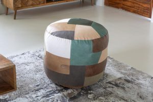 Soho Round Small Ottoman Patchwork Stool | Shackletons