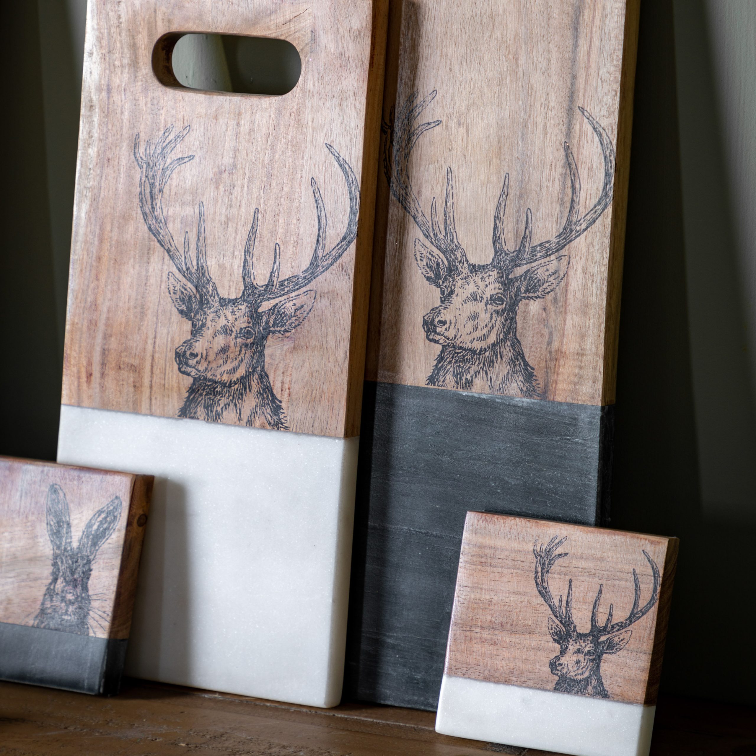 Gallery Direct Stag Board Large Black Marble