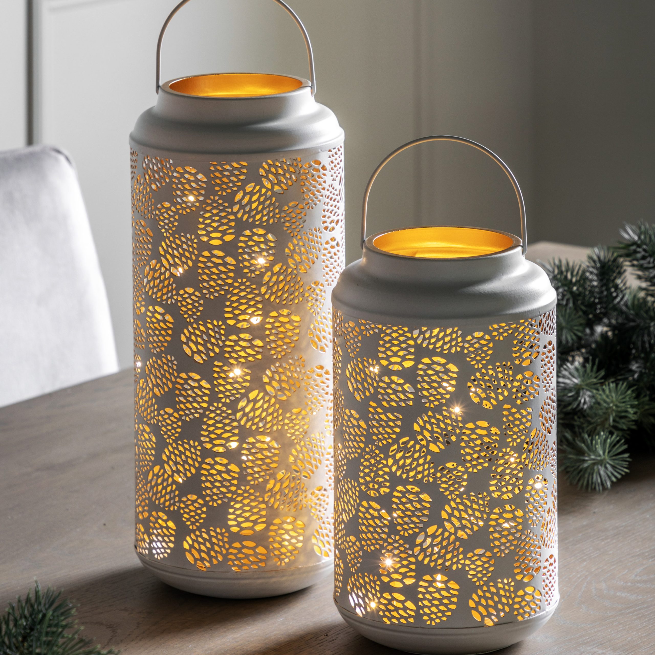 Gallery Direct Pinecone Lantern LED Large White