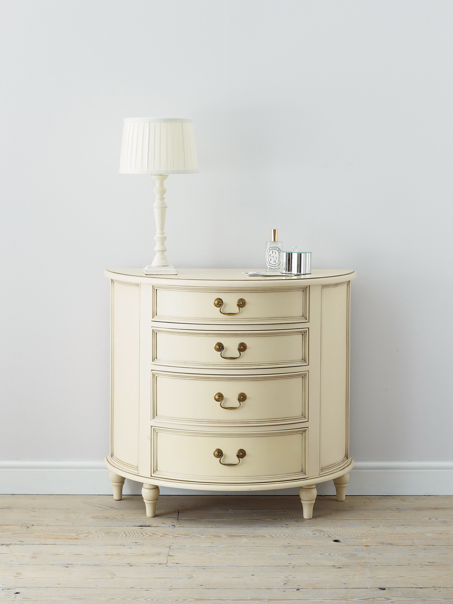 Laura Ashley Clifton 4 Drawer Half Moon Chest in Ivory