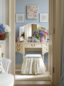 Laura Ashley Clifton 5 Drawer Dressing Table and Stool in Ivory | Shackletons