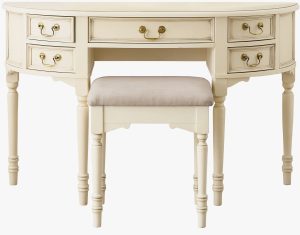 Laura Ashley Clifton 5 Drawer Dressing Table and Stool in Ivory | Shackletons