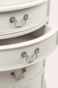 Laura Ashley Clifton 4 Drawer Half Moon Chest in Dove Grey | Shackletons
