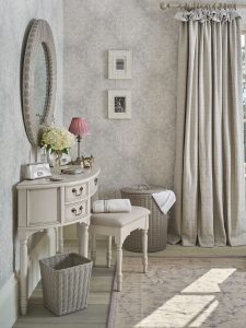 Laura Ashley Clifton 5 Drawer Dressing Table and Stool in Dove Grey | Shackletons