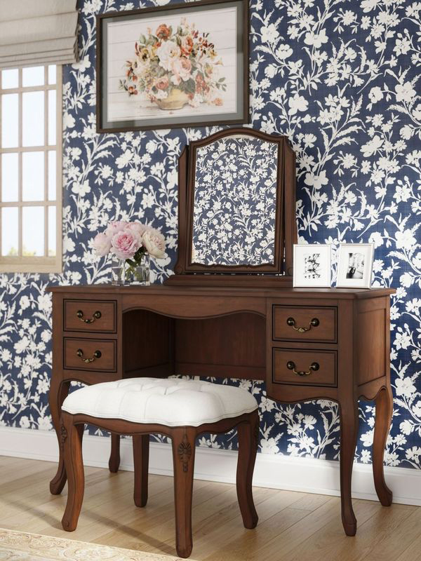 Laura Ashley Montpellier Dressing Table and Stool Set in Walnut