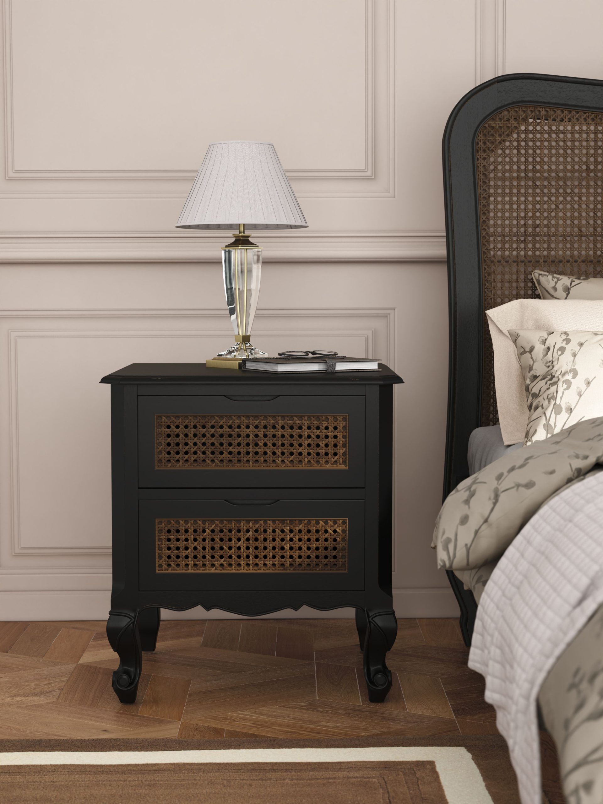 Laura Ashley Montpellier 2 Drawer Bedside Chest in Black