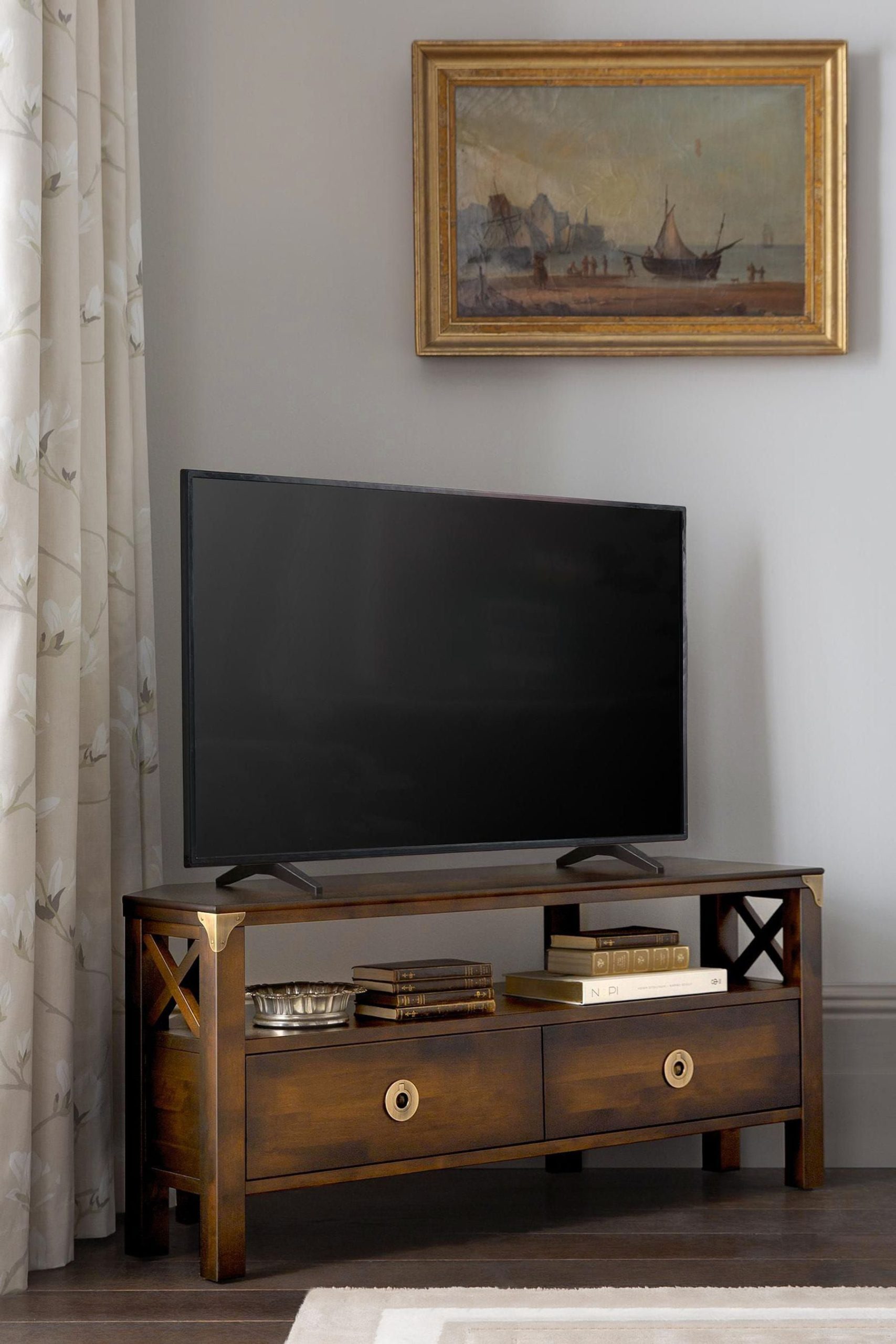 Laura Ashley Balmoral 2 Drawer Corner TV Unit in Chestnut