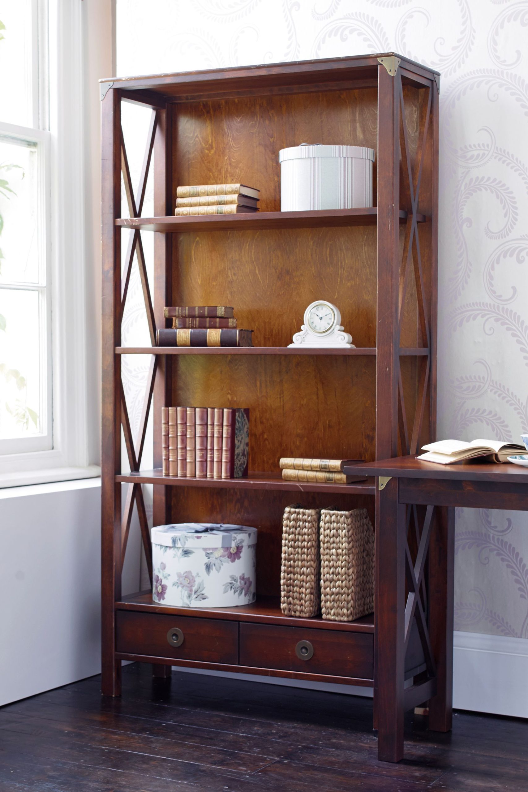 Laura Ashley Balmoral 2 Drawer Single Bookcase in Chestnut