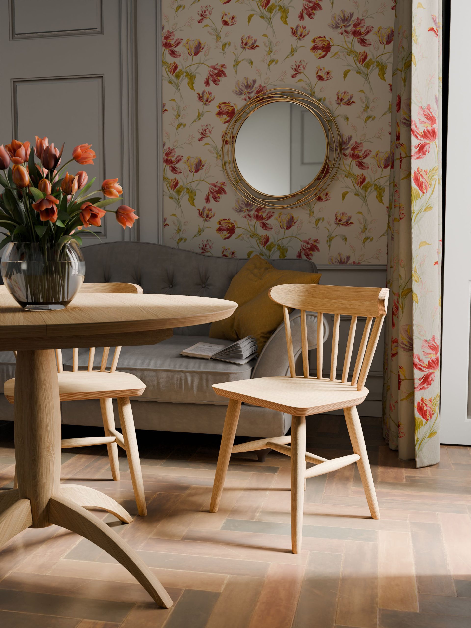Laura Ashley Brecon Pair of Dining Chairs in Oak
