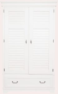 Laura Ashley Devon 2 Door 1 Drawer Louvred Wardrobe in White | Shackletons
