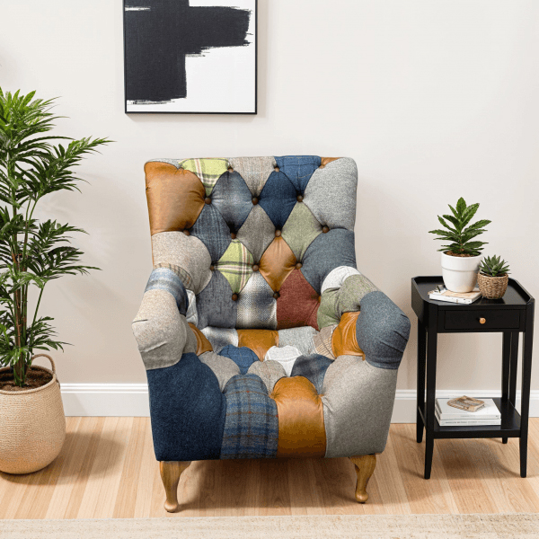 Bamford Club Armchair in Patchwork Fabric