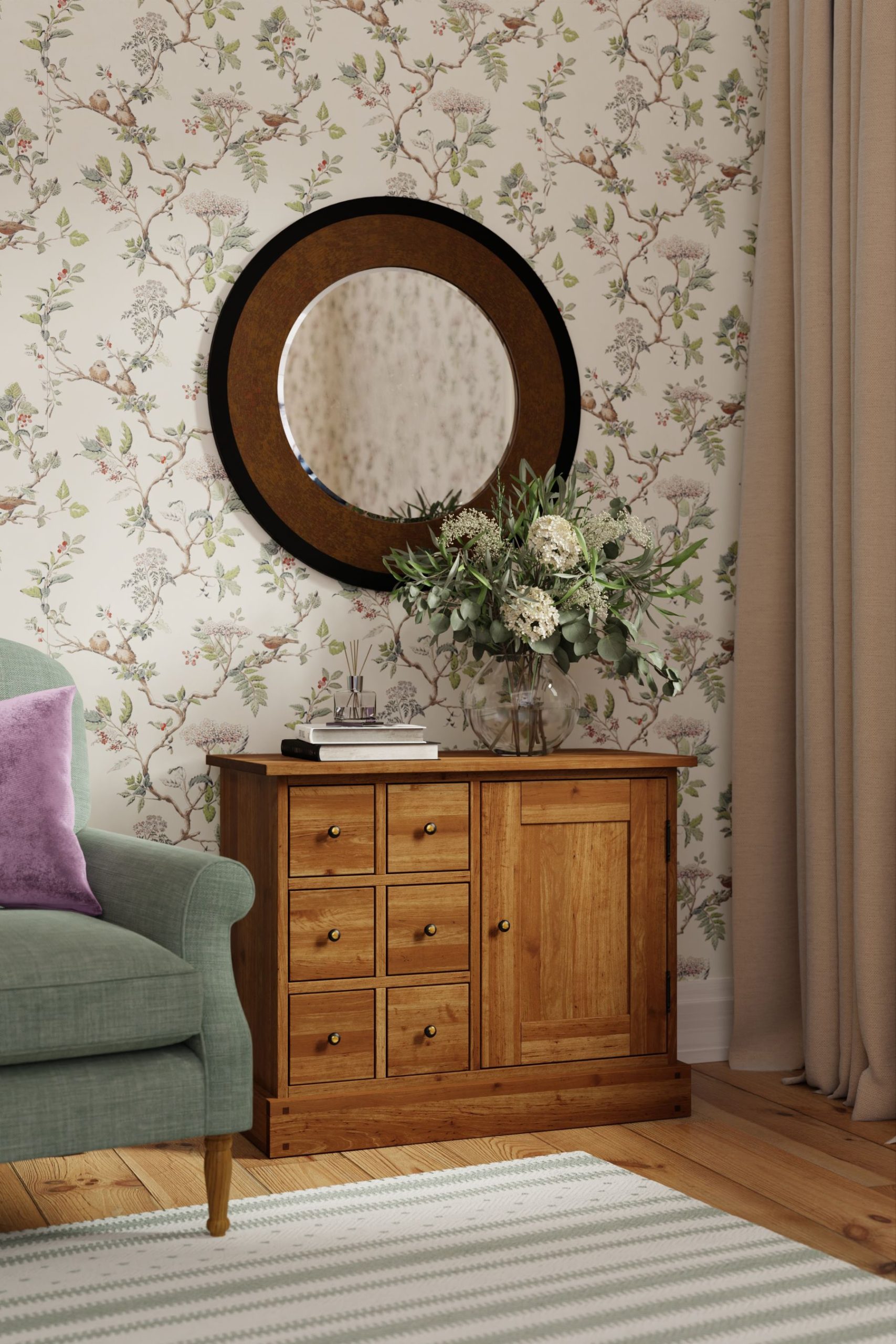 Laura Ashley Garrat Honey 1 Door 6 Drawer Sideboard