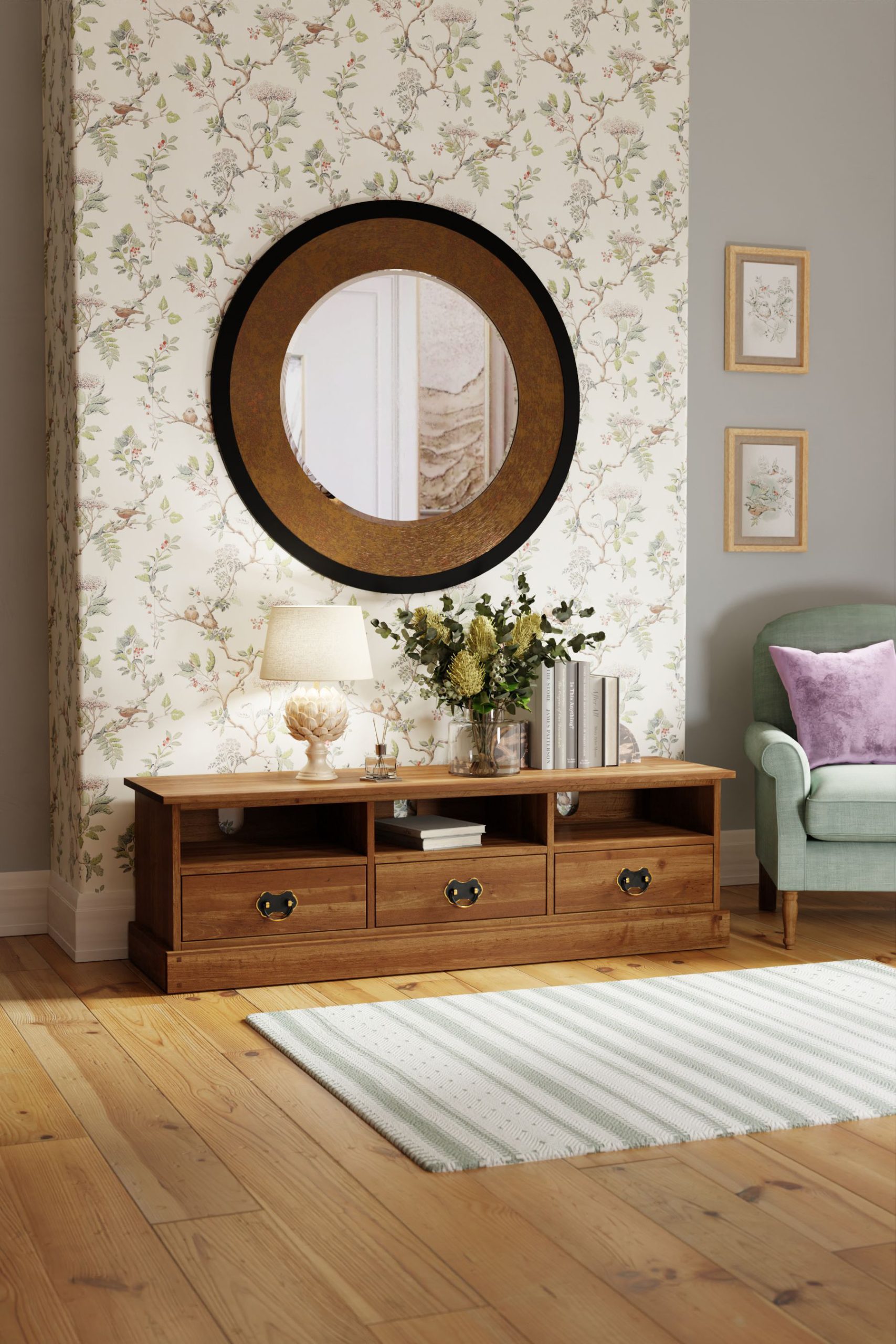 Laura Ashley Garrat Honey 3 Drawer TV Unit