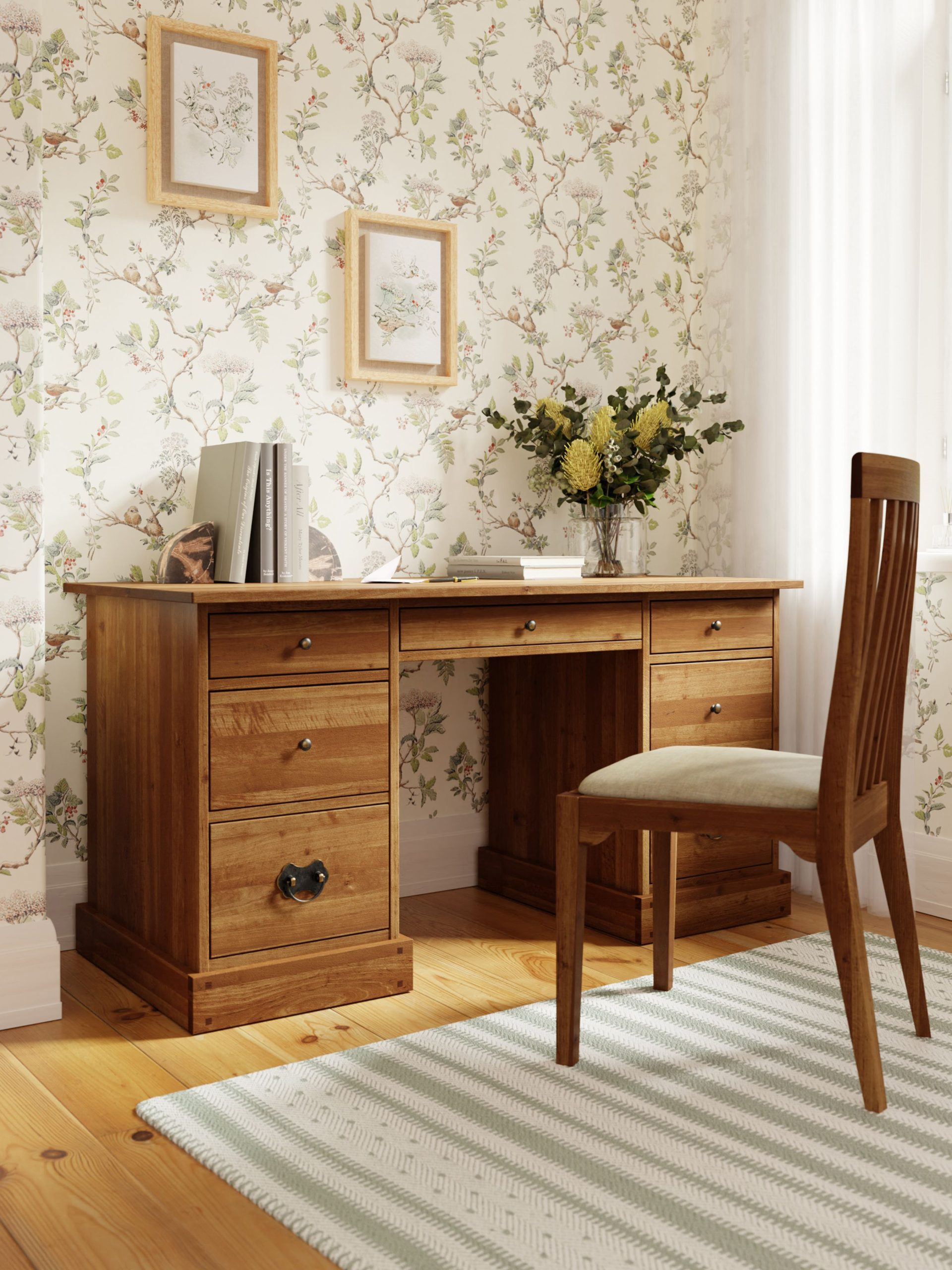 Laura Ashley Garrat Honey 7 Drawer Desk