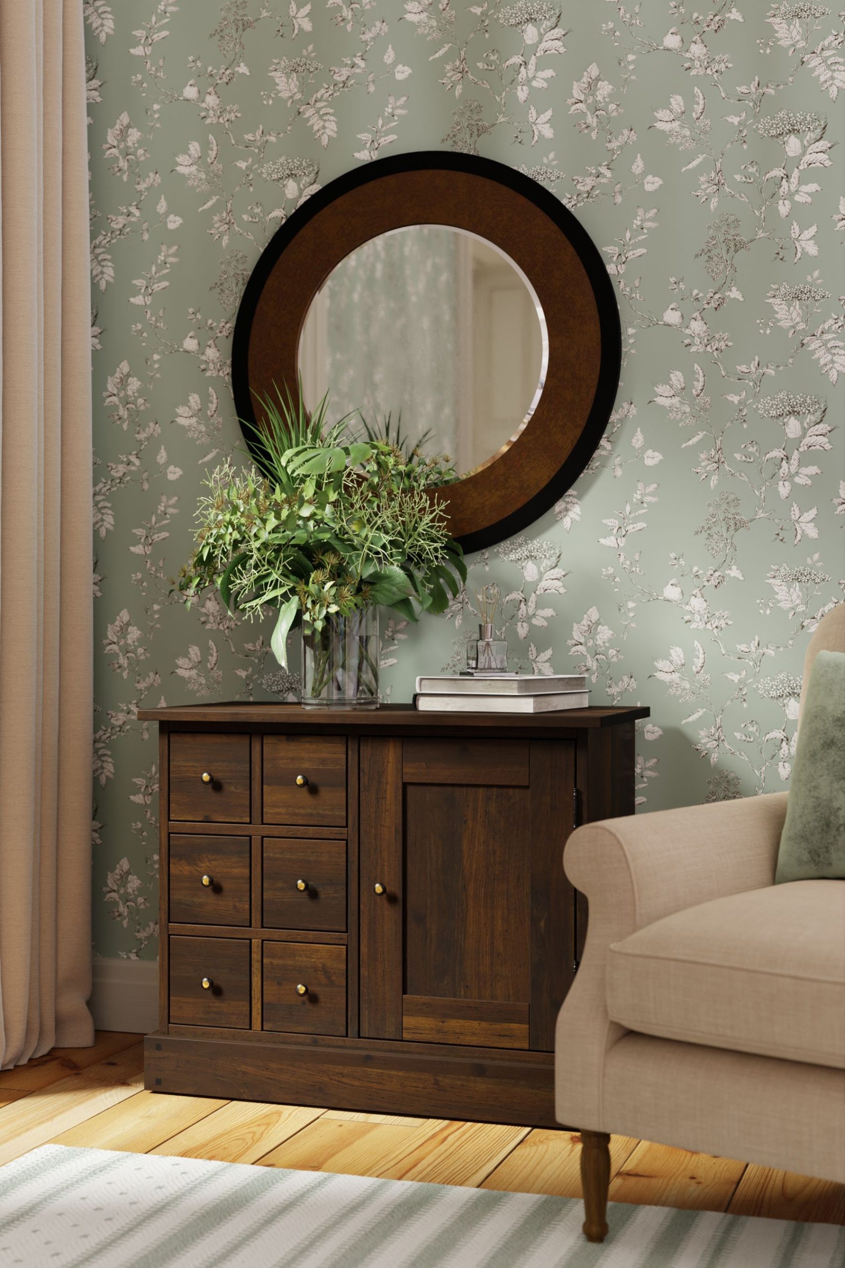 Laura Ashley Garrat Chestnut 1 Door 6 Drawer Sideboard