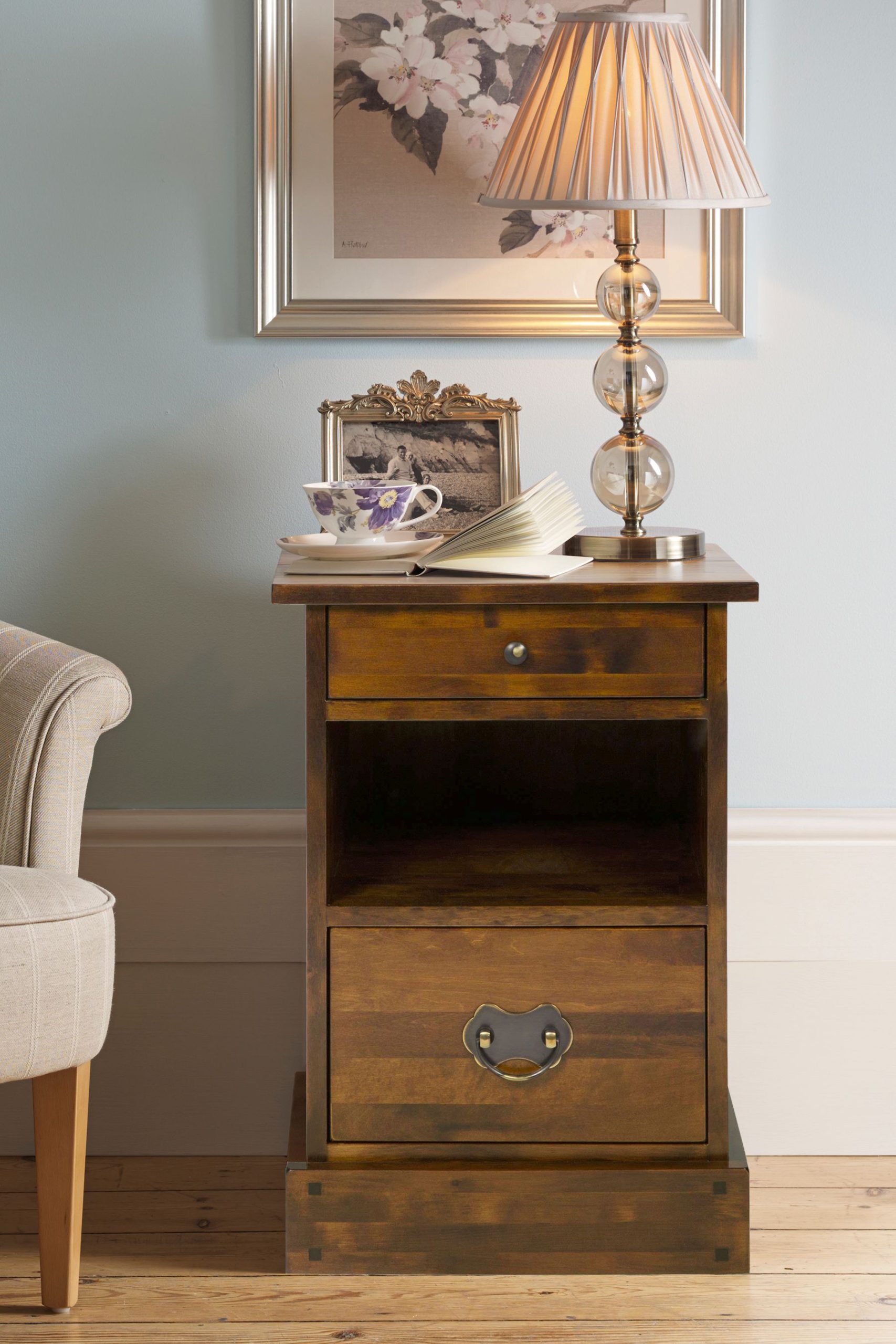 Laura Ashley Garrat Chestnut 2 Drawer Side Table