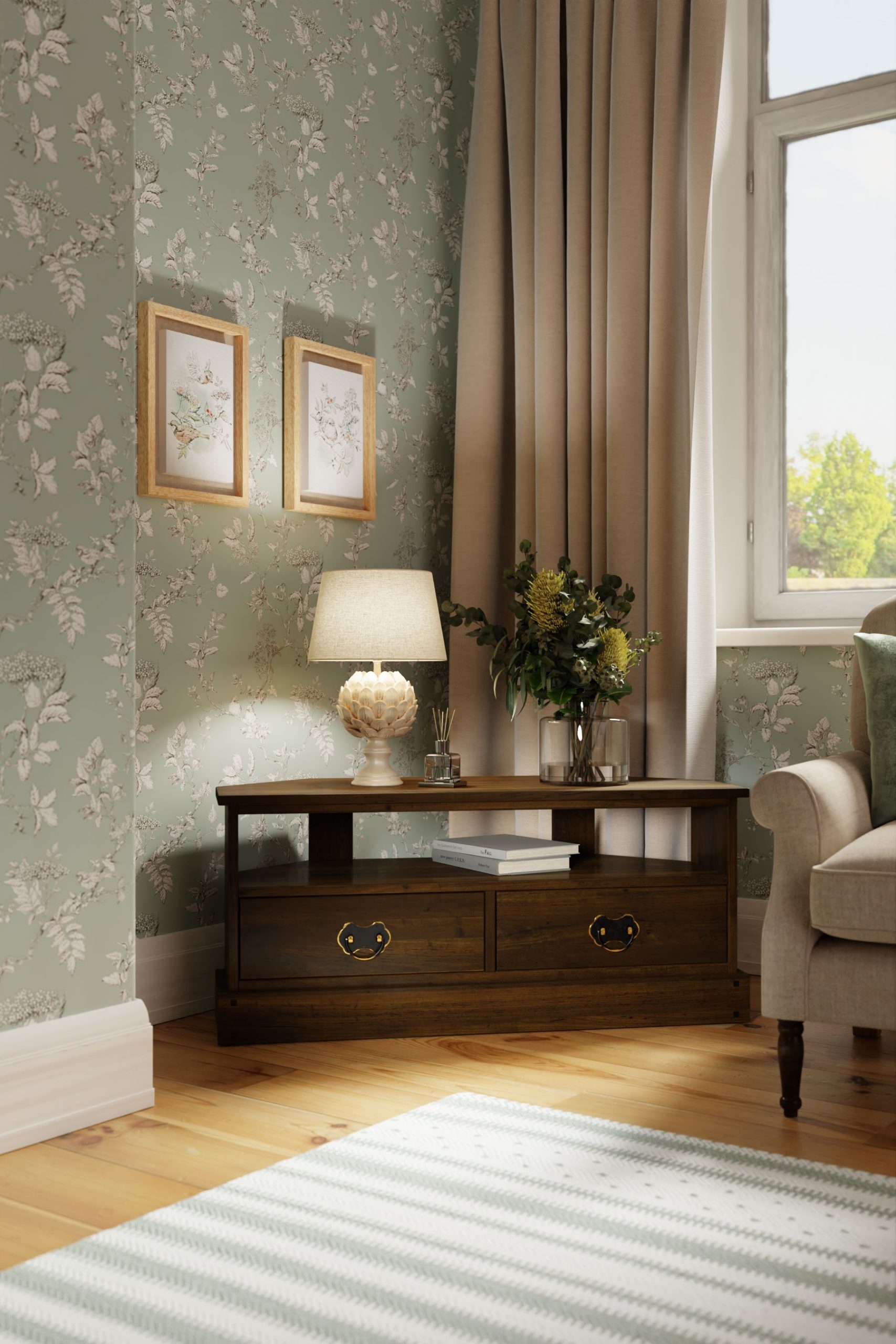 Laura Ashley Garrat Chestnut Corner TV Unit