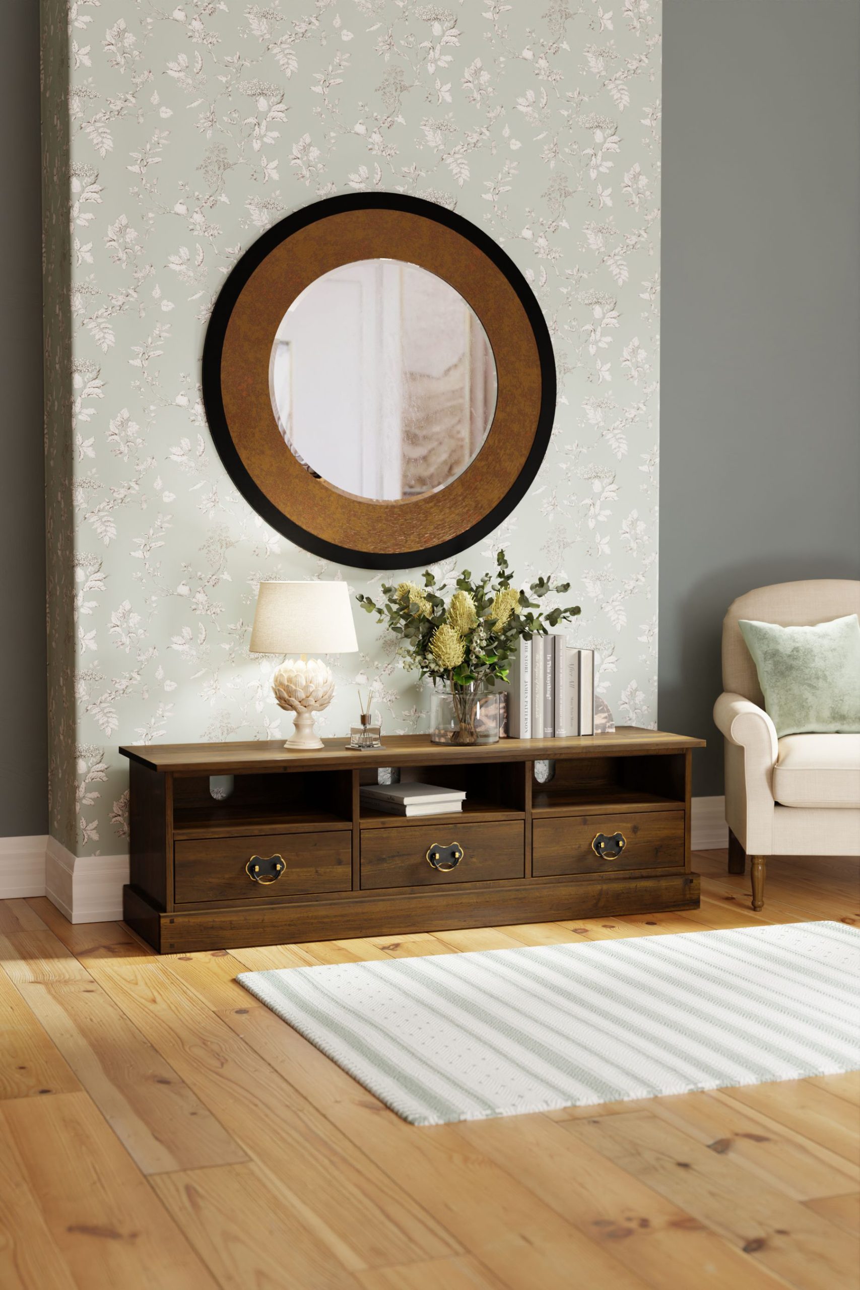 Laura Ashley Garrat Chestnut 3 Drawer TV Unit
