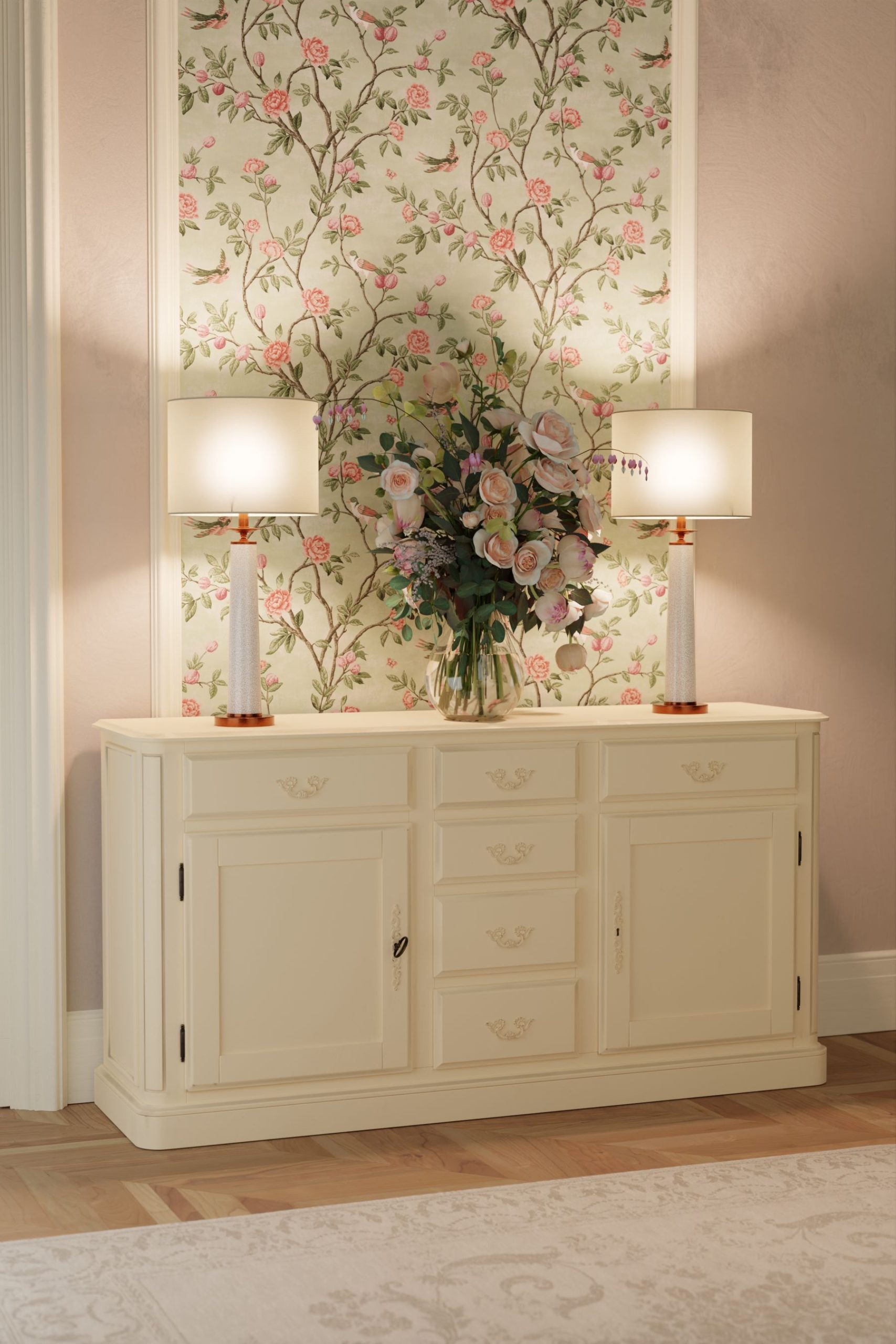 Laura Ashley Provencale Ivory 2 Door 6 Drawer Sideboard