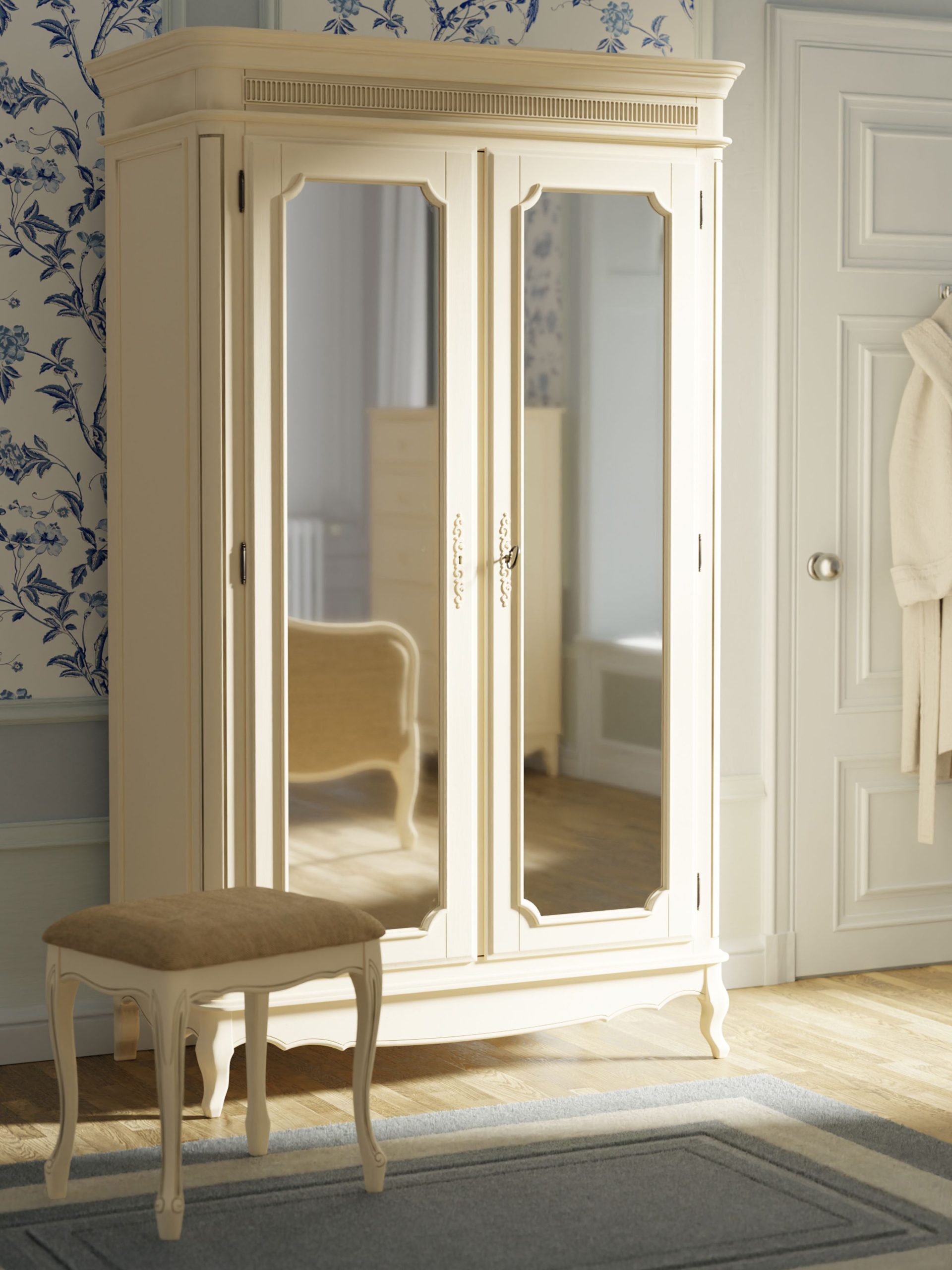 Laura Ashley Provencale Ivory 2 Door Mirrored Wardrobe