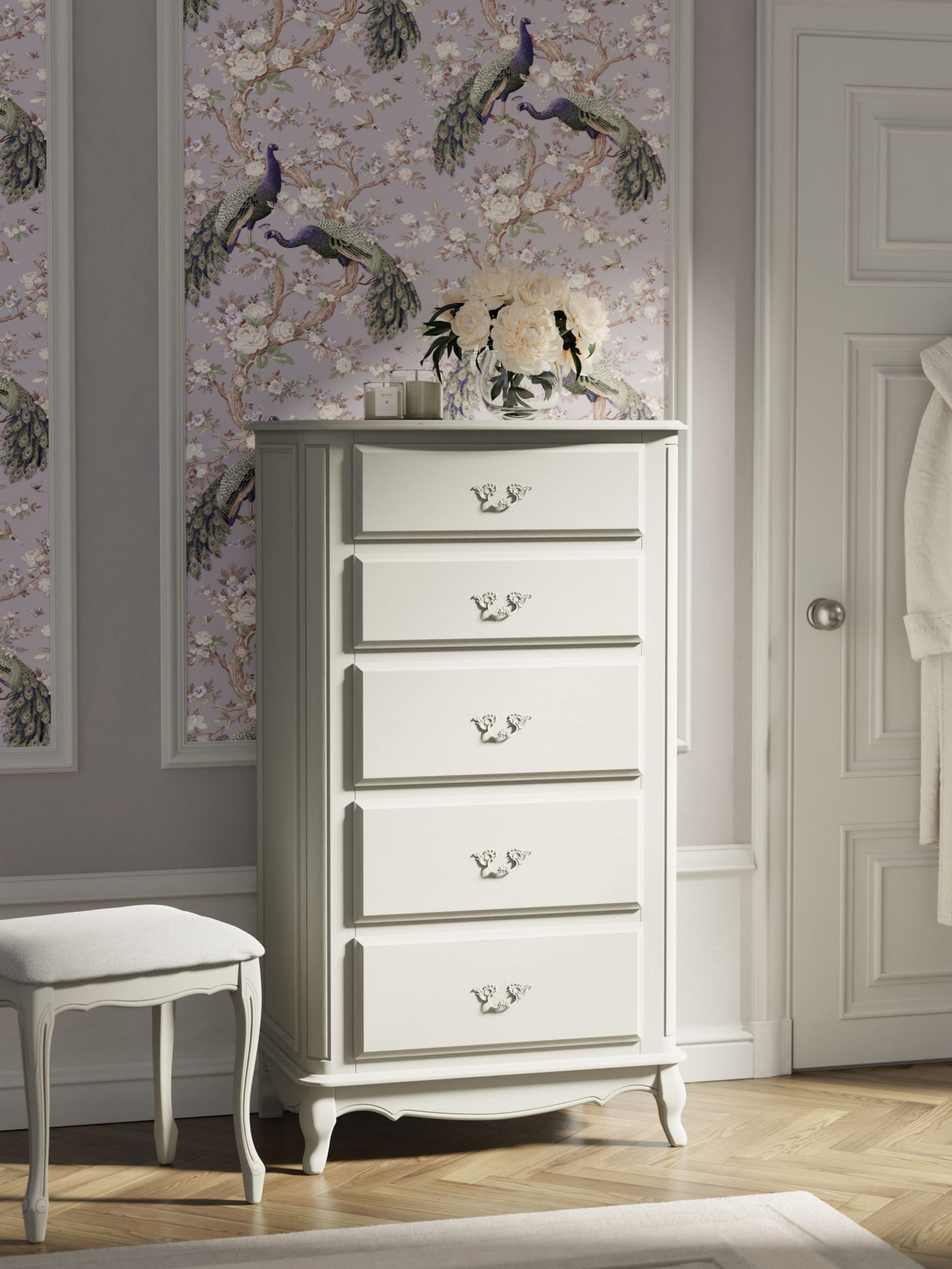 Laura Ashley Provencale Dove Grey 5 Drawer Tall Chest