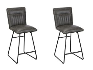 Pair of Cooper Bar Chairs   Grey | Shackletons