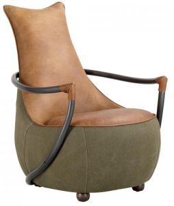 Apache Leather Chair in Washed Green Canvas and Leather | Shackletons
