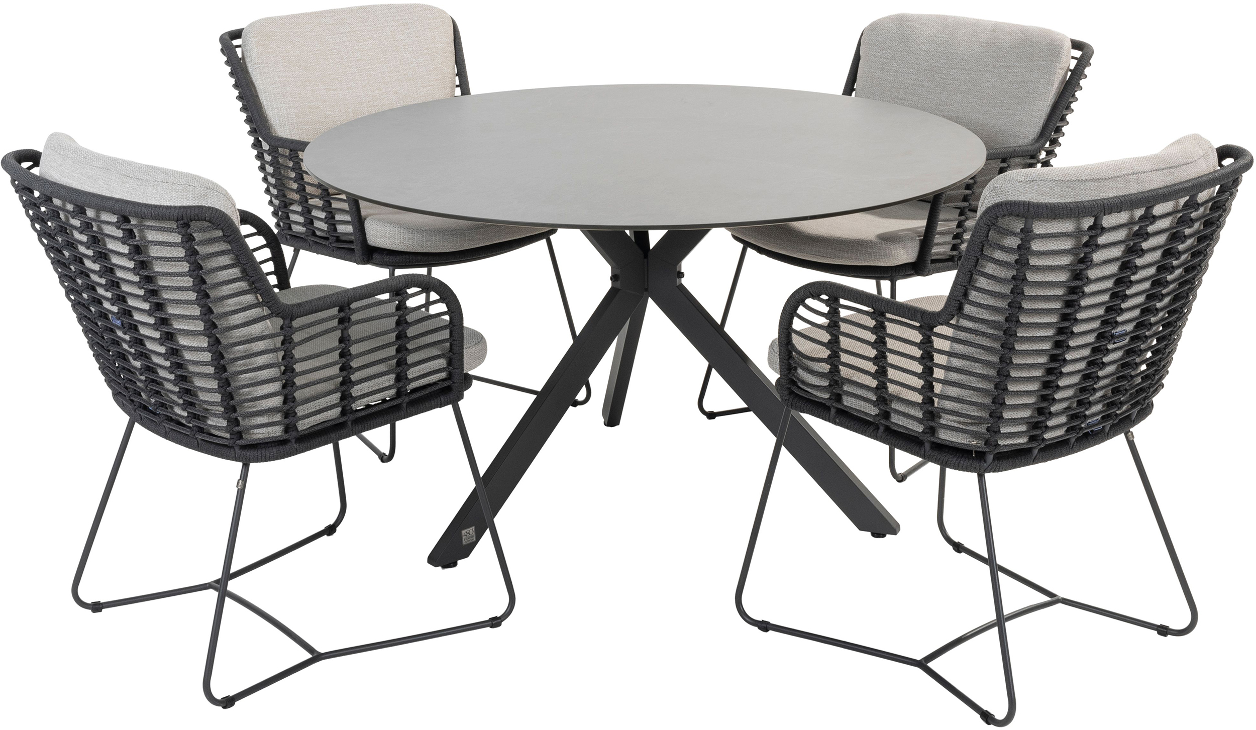 4 Seasons Outdoor Fabrice 4 Seat Round HPL Dining Set