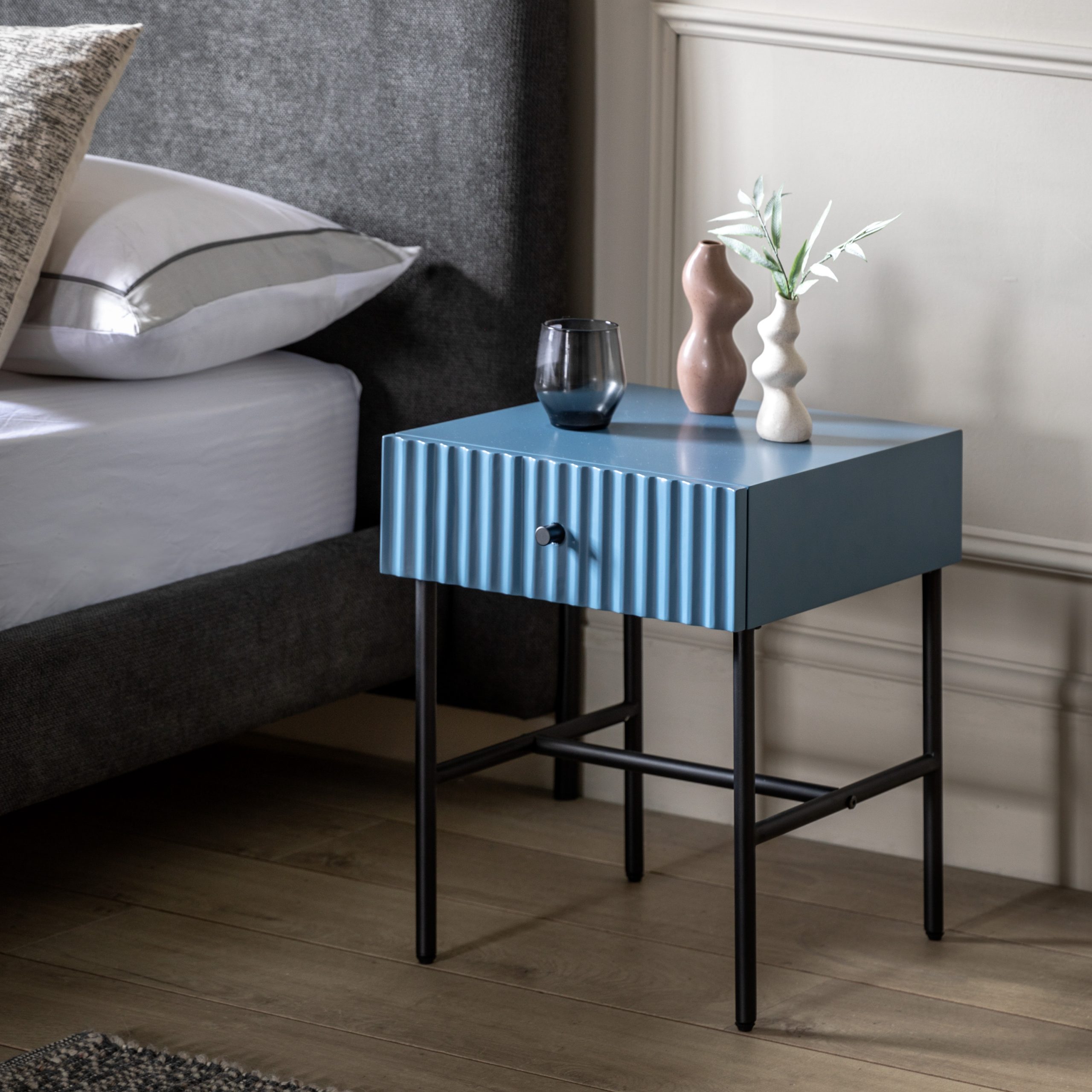 Gallery Direct Buckhurst 1 Drawer Bedside Blue