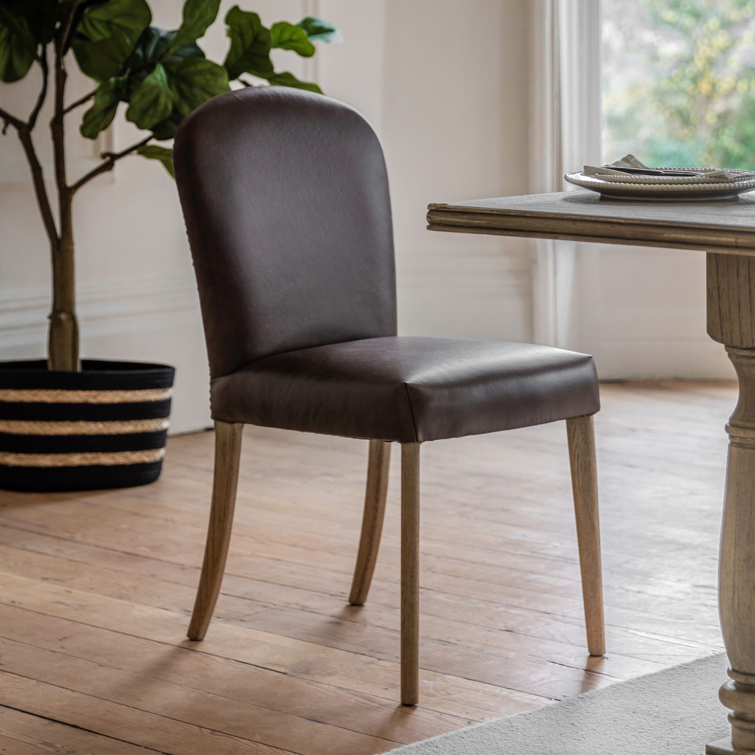 Gallery Direct Hinton Dining Chair Brn Leath (Set of 2)