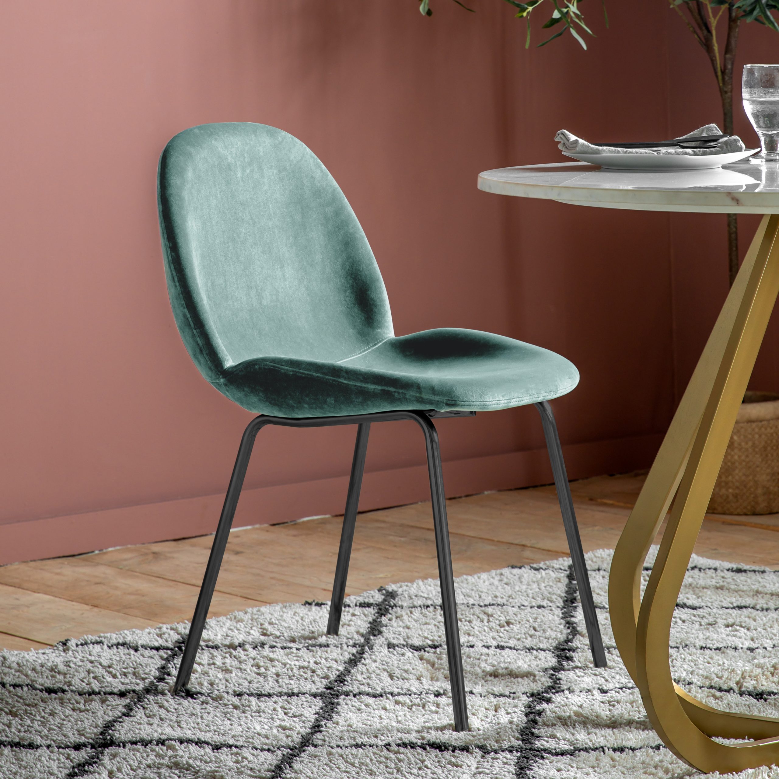 Gallery Direct Flanagan Chair Mint Velvet (Set of 2)