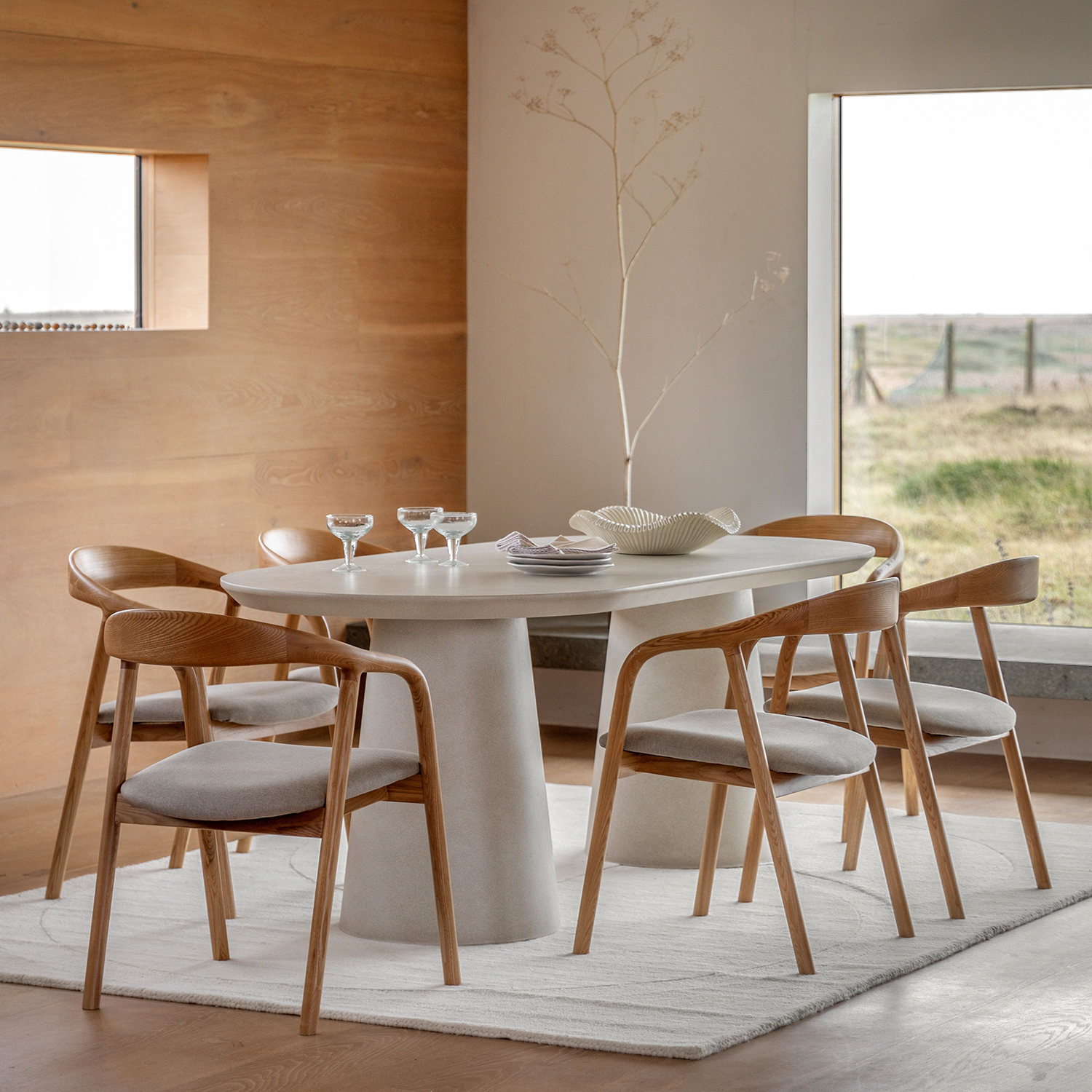 Gallery Direct Pedra Oval Dining Table Linen
