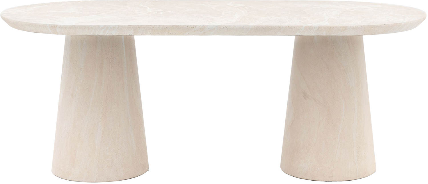 Gallery Direct Pedra Oval Dining Table Travertine