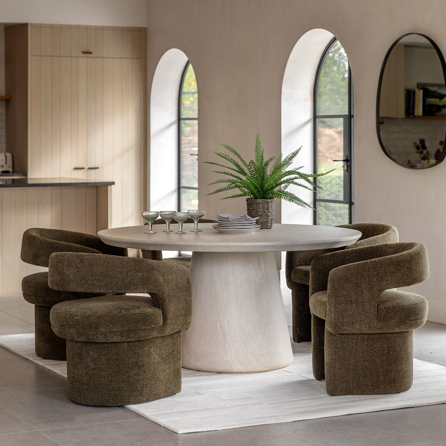Gallery Direct Pedra Round Dining Table Travertine