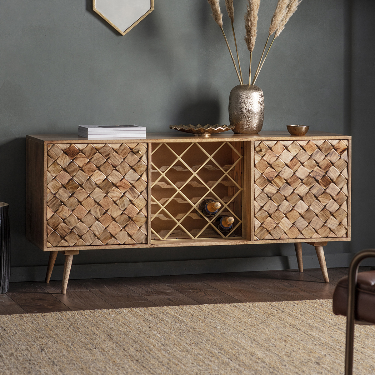 Gallery Direct Tuscany Wine Sideboard Burnt Wax