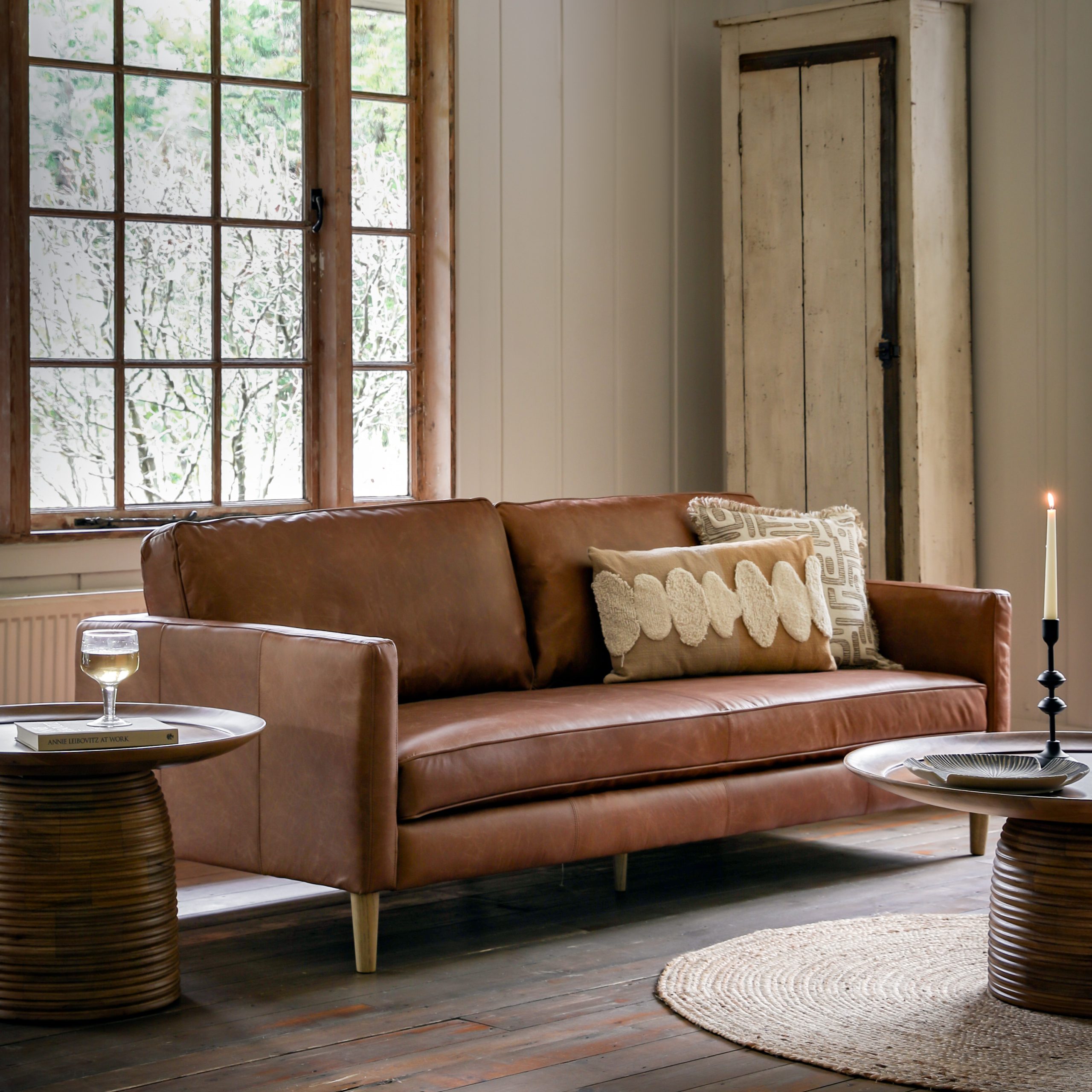 Gallery Direct Osborne 3 Seater Sofa Vintage Brown Leather