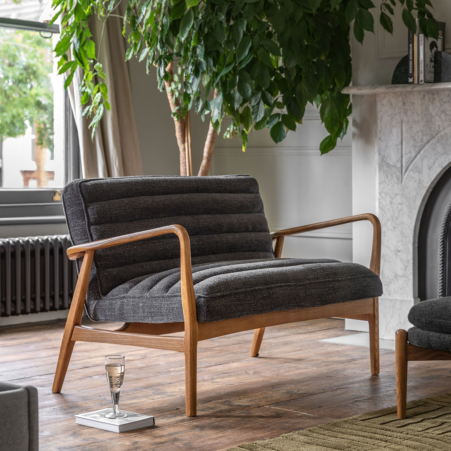 Gallery Direct Datsun 2 Seater Charcoal Boucle