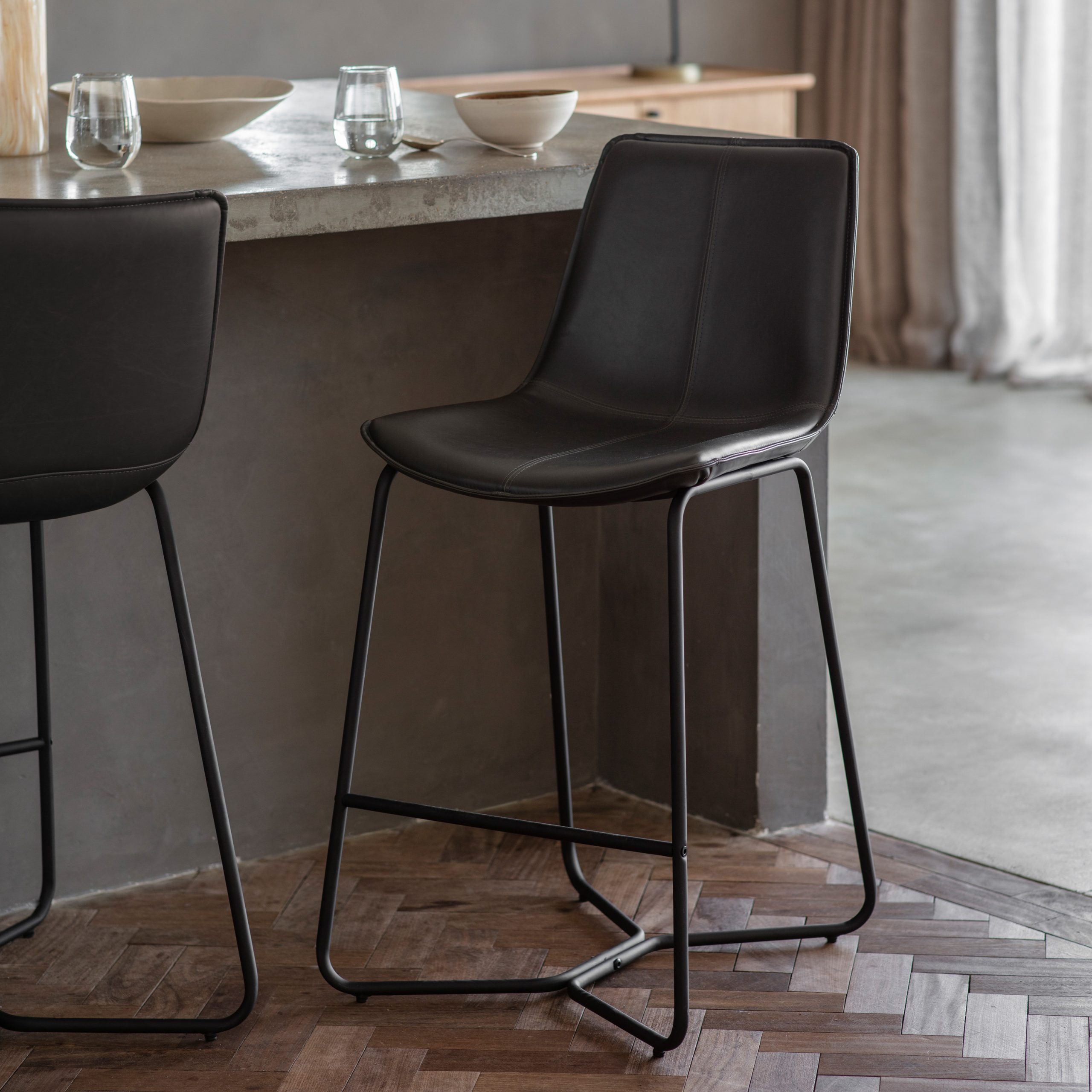 Gallery Direct Hawking Stool Charcoal (Set of 2)